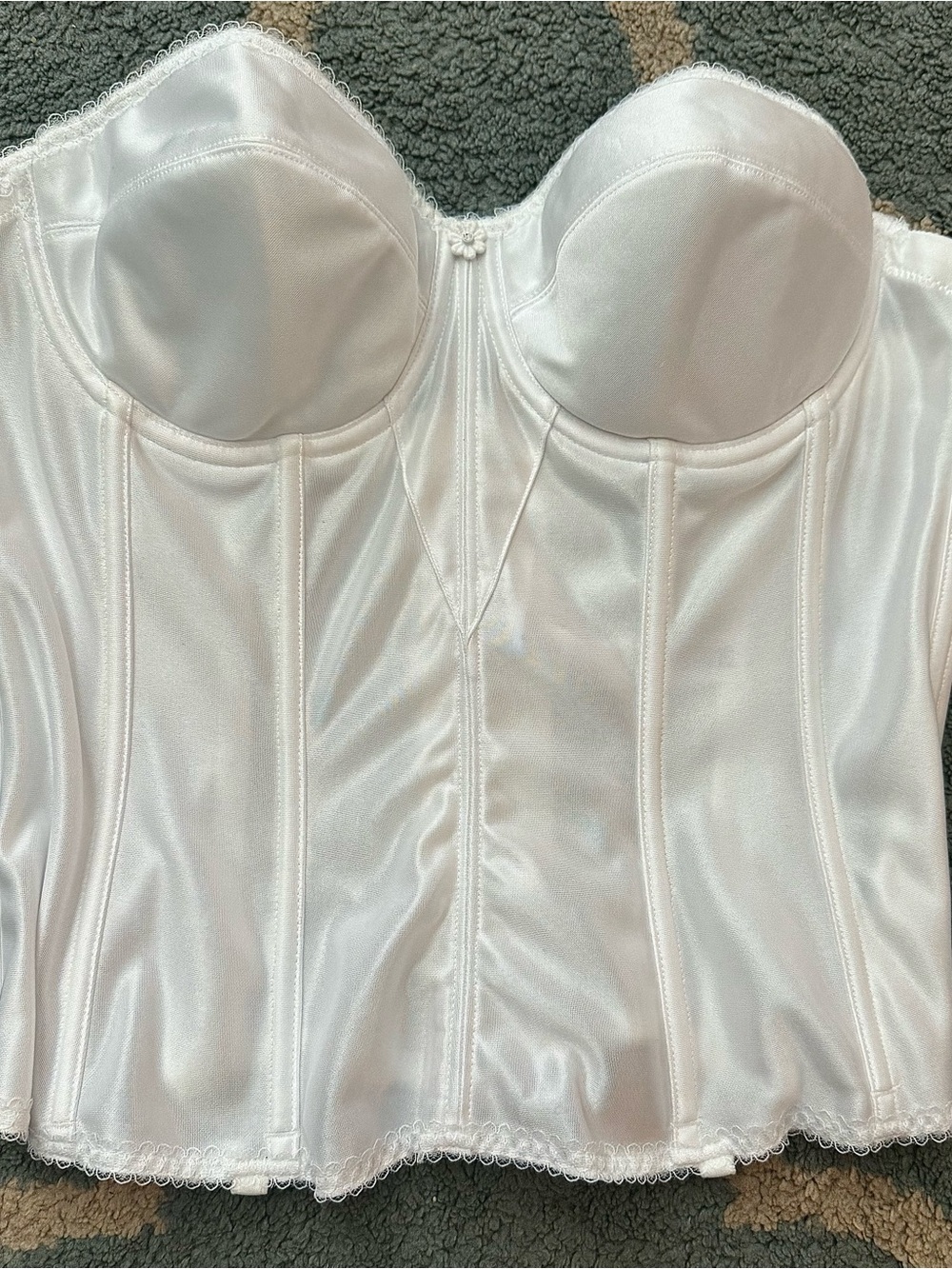 Dominique White Satin Longline Bustier Corset (36C)